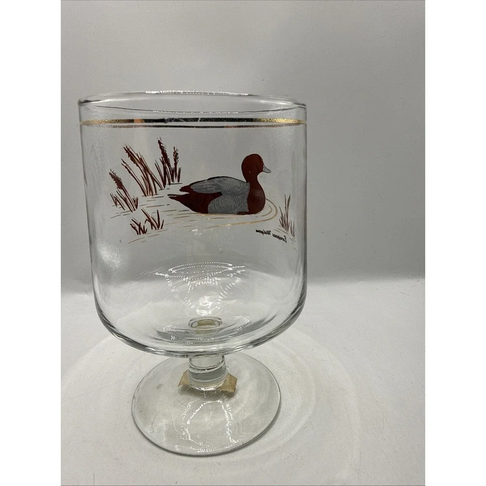 Culver European Widgon Duck  Collection Glass Gold Accents Large Brandy Snifter